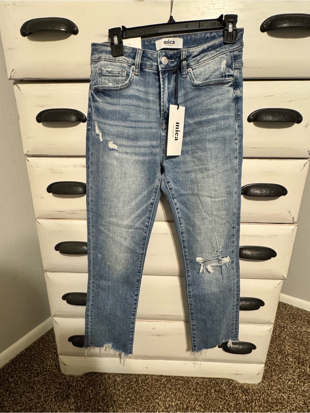 Mica High-Rise Distressed Women’s Jeans- Style: Slim Crop- Size 27- NWT!